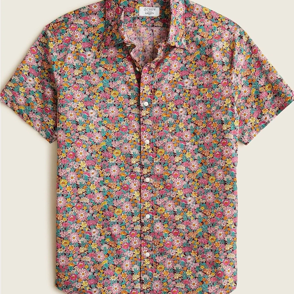 J. Crew Short-sleeve point-collar shirt in Liberty® print